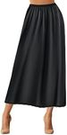 Jadive Women's Satin Half Slip Lace Long Underskirt Skirt Slip Long Slips for Dresses Lingerie Long Skirt(Black,XXXL)