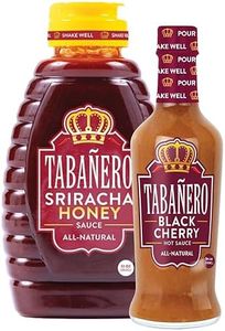 Black Cherry Hot Sauce and Sriracha Honey Hot Sauce by Tabanero, Hot Sauce Gifts Bundle, All Natural, Gluten Free, Made in the USA, 5 oz and 12 oz Bottles