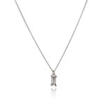 Annika Bella 925 Sterling Silver Necklace for Women, Length 16-18 Inches, Rectangle Princess Cut Charm Necklace, Waterproof, Simulated Diamond Gemstone Pendant Necklace (Clear)