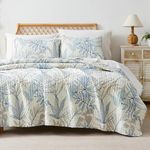 Southshore Fine Living, Inc. Tropic Leaf Oversized King Quilt Bedding Set Lightweight, Soft Bedspread 3-Piece, Two Matching Shams (108 in Wide x 98 in Long), Blue, King/California King