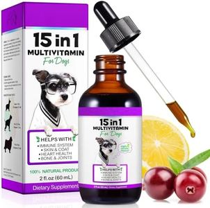 15-in-1 Natural Multivitamin Drops for Dogs - Bacon Flavour Liquid Supplement for Heart, Joint, Skin & Coat Health - Supports Immunity, Digestion & Bladder Function - 60ml Vet-Approved Formula