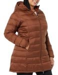 Amazon Essentials Women's Lightweight Water-Resistant Hooded Puffer Coat (Available in Plus Sizes), Dark Toffee Brown, L