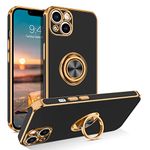 BENTOBEN iPhone 13 Mini Case with 360Ã‚° Ring Holder, Slim Fit Shockproof Kickstand Magnetic Car Mount Supported Non-Slip Protective Women Men Girls Boys Case Cover for iPhone 13 Mini 5.4", Black/Gold