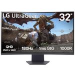 LG 32GS60QC 80cm (32 Inch) Ultragear Curved (1000R) QHD (2560x1440) Gaming Monitor, 180Hz, 1ms, 3-Side Virtually Borderless, Anti-Glare, DP, HDMI X 2, HP Out, AMD FreeSync™, Tilt Adjustment (Black)