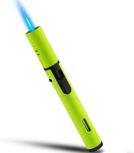 Futlidys Gas Mechero, Encendedor de Gas de 17,8 cm con función de Llama Continua. Mechero Soplete Recargable a Butano, a Prueba de Viento Encendedor de Palo Largo. Verde(Vendido sin Gas)