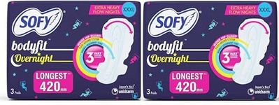 SOFi Bodyfit Overnight Xxxl 3+3 Sanitary Pad Sanitary Pad (Pack Of 6)