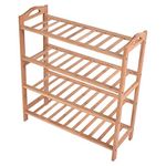 HOKIPO 4 Tier Bamboo Shoe Racks Slipper Stand Chappal Storage Organizer Utility Racks, 70 x 69 x 26 cm (AR2937)