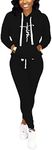 Nimsruc Women's Two Piece Outfits Jogging Suits Long Sleeve Workout Pants Sets Casual Tracksuit Black Cross S