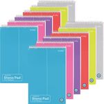 Enday Steno Pads Spiral 6x9 12 Pack, Gregg Rule White Paper, 80 Sheets Steno Notebook for writing in Pink, Purple, Green, Blue, Red, Grey, Multicolor