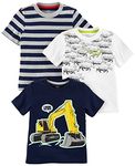 Simple Joys by Carter's Baby Boys' Toddler 3-Pack Graphic Tees, Digger,Stripe,Dino, 5T