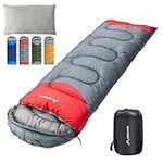 BISINNA Sleeping Bag with Pillow - 4 Season Lightweight Waterproof Warm Sleeping Bag with a compression sack for Adults, Women, Men's Outdoors Camping, Hiking, Backpacking (4 Season/Grey/Left)