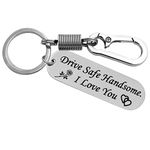 SUHAAVANA Customize Personalized Laser engraved Drive Safe Keychain Gifts for Husband Dad Boyfriend Valentines Day Father's day Birthday (Handsome)