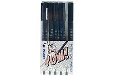 Pilot DR Drawing Pen 01/02/03/05/08 5 Piece Wallet Black