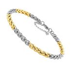 Nakabh 8 inch Stylish Chain Style Stainless Steel Bracelet for Men Boys Unisex (Golden Silver)