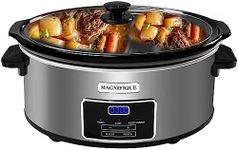 Magnifique 8-Quart Digital Programmable Slow Cooker with Timer - Small Kitchen Appliance for Family Dinners - Serves 10+ People - Heat Settings: Keep Warm, Low and High