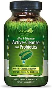 Irwin Naturals Aloe & Triphala Active Cleanse + Probiotics Natural Digestive Support - Gentle, Effective Detox + Elimination 2-Part Colon Care - Nourish + Balance - 60 Liquid Softgels