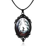 Gothic Vampire Bat Cameo Necklace Vintage Blood Bat Pendant Necklace Mystic Witch Choker Jewelry Gift Halloween Costume Cosplay Accessories (white)