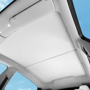 TOPABYTE Sunshade Roof for Tesla Model Y Juniper 2025 2026 Upgrade Ice Crystal Foldable Car Glass Sunroof Shade Sunshades Heat Insulation Cover Roof Window UV Protection, Beige