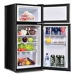 Safeplus Compact Refrigerator, 3.4 cu ft. Unit Cold-rolled Sheet Mini Refrigerator with freezer, Dorm fridge with Adjustable Removable Shelves,Black