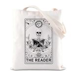 The Reader Book Sleeve Tarot Card Reader Inspired Book Cover Bookish Gift Book Lovers Gift Reading Gift Gothic Romance Gift Skeleton Zipper Pouch (CA-TheReaderToteBagS)