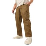 Urbano Plus Men's Khaki Regular Fit Solid Cargo Chino Pant with 6 Pockets (pluschicargoregp-01-khaki-42)