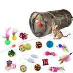 Dono 21Pcs Cat Toys Set-Kitten Interactive Cat Toys for Indoor Cats Assortments-2 or 3 Way Hole Cat Tunnel, Feather Wand Fun Chew Sticks,Crinkle Cat Toys for Indoor & Outdoor Playing, jouet Pour Chat