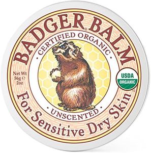 Badger Tin Badger Balm Unscented, large hand cream for stressed hands, care cream with olive oil and beeswax, hand balm, 720303