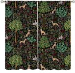 DDCBNS Vintage Garden Plants Curtains,William Morris Style Retro Floral Trees Animal Curtains for Bedroom Living Room Kitchen Rustic Art Window Drapes 2 Panels Set,Total Size 42" x 45"