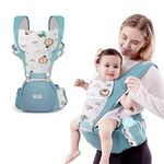 Baby Carrier 6-in-1 Ergonomic Baby Carrier Backpack with Hip Seat Adjustable Strap Pocket and Drool Bibs Comfort Mesh for 3-36 Months Baby 7-44 lbs Green