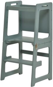 Avenlur Date 4-in-1 Foldable Kitchen Tower - Toddler Step Stool with Chalkboard, Desk Table and Chair - Waldorf and Montessori Kitchen Stool - Kitchen Stool Tower for Toddlers 18 Months to 6 Years