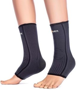 FOVERA Ankle Compression Sleeve, Ankle protector for Men & Women, for Heel Pain Relief, Ankle Support & Plantar Fasciitis (Size - M, 1 Pair)