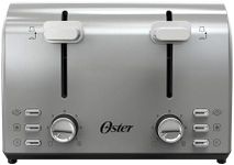 Oster 4 Slice Toaster, With 7 Browning Settings, Extra Wide Slots For Bagels and Special Breads, Removable Easy-to-Clean Crumb Tray, Cancel/Defrost/Bagel, Stainless Steel
