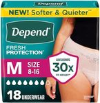 Depend Fresh Protection Adult Incontinence Underwear for Women (Formerly Depend Fit-Flex), Disposable, Maximum, Medium, Blush, 18 Count