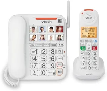 VTech SN5147 Amplified Corded/Cordless Senior Phone with Answering Machine, Call Blocking, 90dB Extra-Loud Visual Ringer, One-Touch Audio Assist on Handset up to 50dB, White