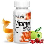 HealthAid Vitamin C Complex with Vitamin D- 60 Vegetarian Chewable Tablets I Rosehip, Amla, Orange peel Extract & Citrus Bioflavonoids I Fight off Infection, Immunity Booster, Antioxidant & Skin Care