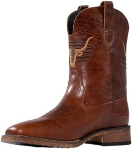 MacePhenoMelon Western Cowboy Square Toe Boots Men's Genuine Leather Patriot Country Boot with Classic Embroidered RB-13