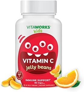VitaWorks Kids Vitamin C Jelly Beans 80mg - Tasty Natural Orange Blast Flavor - Vegan, GMO-Free, Gluten Free, Nut Free Vitamins - Dietary Supplement - for Immune Support - for Children - 60 Jellies