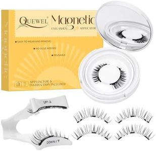QUEWEL Magnetic Eyelashes Natural Look,1 Pair Reusable Magnetic Lashes with Applicator, No Glue Needed Eyelashes Kit Easy to Apply and Remove(DDCX-K)