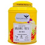 Tea People Organic Tulsi (Holy Basil), 50g Loose Leaf Herbal Tea in A Tin Caddy, Mint