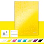 Leitz A4 Hard Cover Notebook, Yellow 80 Sheets, Ruled, 90 gsm Ivory Paper, Wow Range