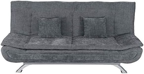 INMOZATA Linen Fabric Sofa Bed Double 3 Seater Recliner Sofa 188cm Spring Corner Couch Lounge Sofa Bed with Two Cushions/Chrome Legs for Living Room Bedroom Home Office Furniture Grey (Linen)