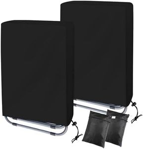2 Piezas Funda para Sillas Plegables de Jardin Exterior Oxford Impermeable Funda Protectora UV Sillas para Tumbona Plegables para Exteriorse Anti-UV Antipolvo con Bolsa de Transporte (Negro)