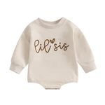 Baby Girl Big Sis Little Sister Sweatshirt Toddler Boy Brother Long Sleeve T Shirts Tops Lil BRO Tees Sibling Matching Outfit (B-LIL SIS-Beige, 6-12 Months)