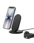 Belkin BoostCharge Wireless Charging Stand, Phone Case Compatible, Wireless Charger for Apple iPhone, Samsung Galaxy, Google Pixel and more, 20W Power Supply and Cable Included - Black