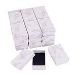 BENECREAT 20 Pack White Marble Effect Rectangle Cardboard Jewellery Pendant Boxes Gift Boxes with Sponge Insert, 5x7.9x2.7cm