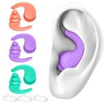 Swimming Ear Plugs, 3 Pairs Waterproof Reusable Silicone Swim Earplugs for Swimming Surfing Snorkeling and Other Water Sports (Adults & Teens 14+)