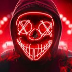 CARZEXSUC Halloween LED Mask, Light Up Purge Mask Costume, Scary Glow Mask with 3 Lighting Modes Cosplay Party Halloween Costumes for Kids Boys Men Women Gifts Red