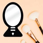 Creative Arts n Frames 9x19 cm Oval Hand Mirror for Cosmetic Shaving Make Up Bathroom Salon Barber Travel Indoor Use Home Decor Items (Classy Black Small 3.5 X 7.5 inch Stand Pocket Mirror)