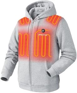 Venustas Unisex Heated Hoodie with Battery, Full-Zip Design Light Gray