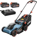 SENIX 40V 17" Electric Lawn Mower, Battery Powered Cordless Lawnmower, 2-in-1 Brushless Walk-Behind Push Mowers, 6 Heights Adjustment, cortadora de pasto, Includes 2x5Ah Batteries & Charger, LPPX2-M5